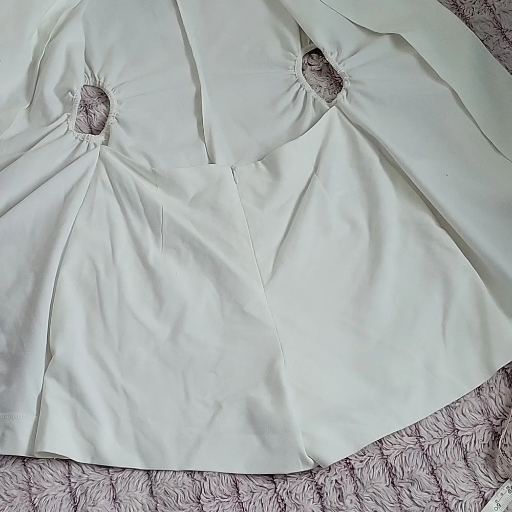 ZARA White NWT Cut Out Sides Tailored Blazer Dress Romper Micro Mini Size Small - Picture 9 of 13